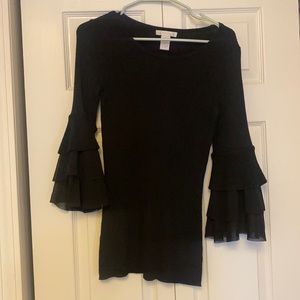 Black sweater with ruffle sleeves